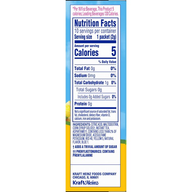 Crystal Light Lemon Iced Tea Drink Mix Single Packet